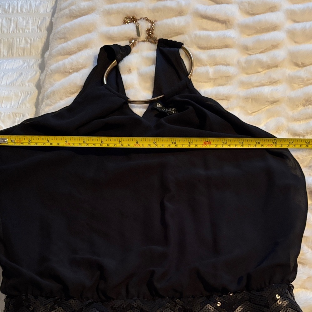 Guess Black Halter Dress with Chevron Skirt Y2K - Picture 10 of 11